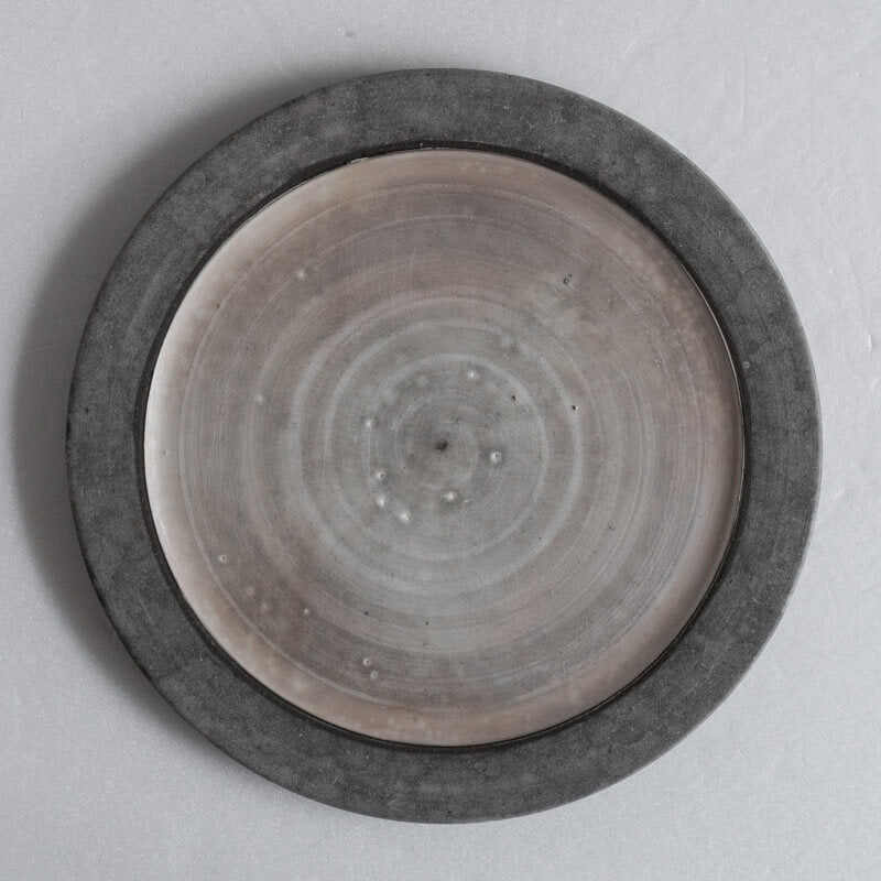 大森健司 銀彩黒土 リム皿