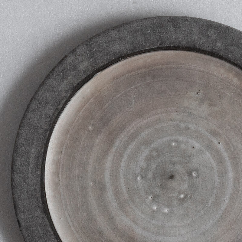 大森健司 銀彩黒土 リム皿