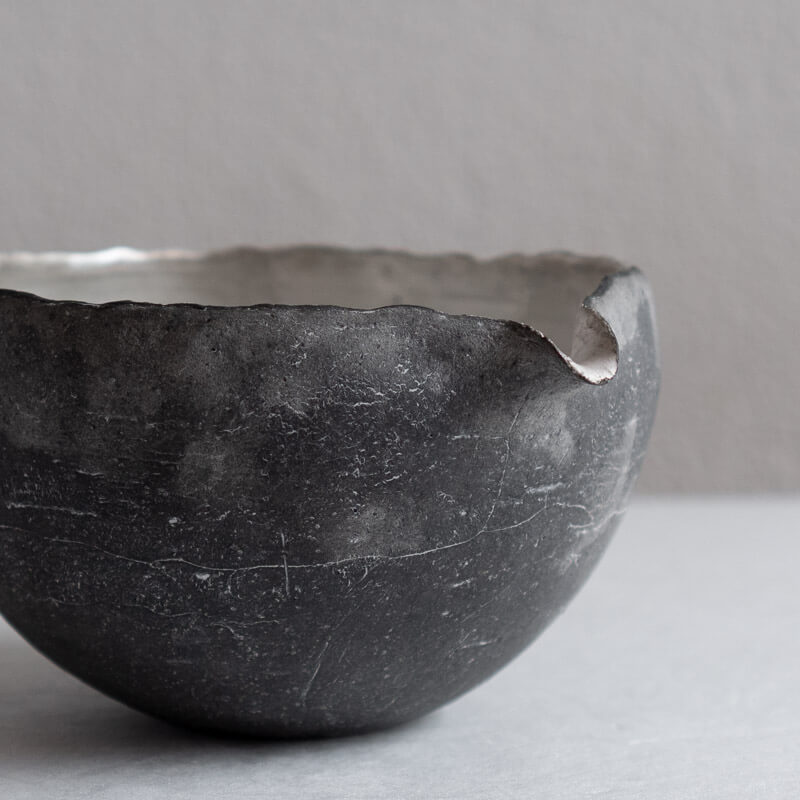 大森健司 銀彩黒土 手びねり片口