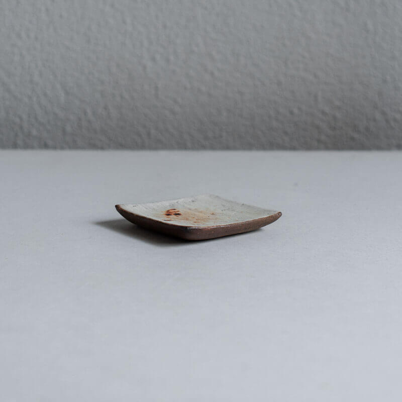 Mutsumi Ohashi Ceramic Plate, Kohiki-style, Small, Square A