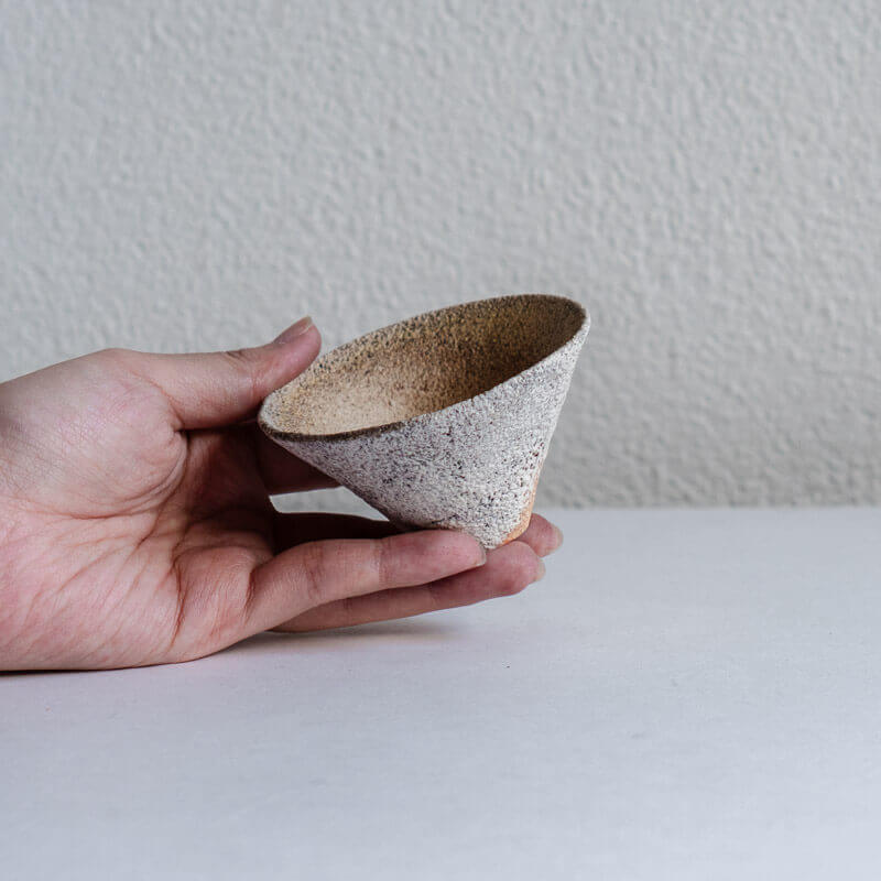 Mutsumi Ohashi Bizen-style Hakeme Guinomi Sake Cup A