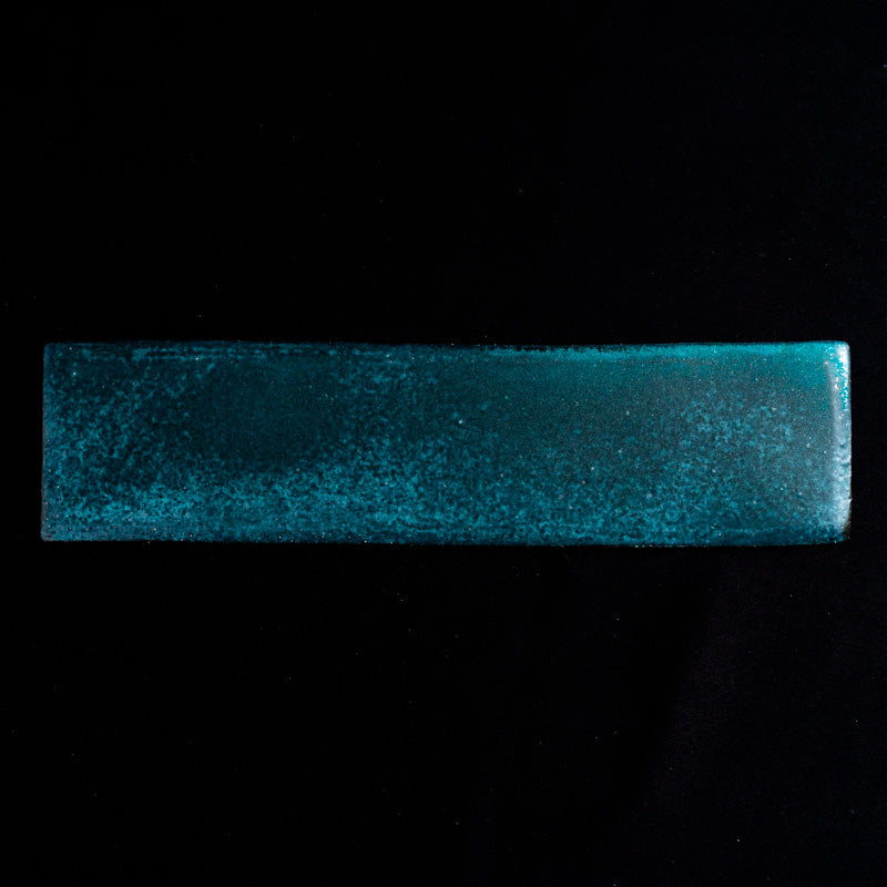 山森萌子（八十舎） 青緑釉 板角皿 32cm